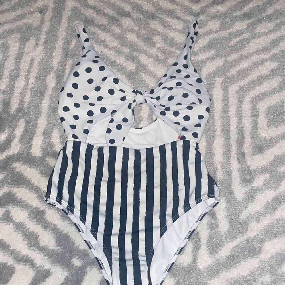 Polka Dot and Striped Swimsuit